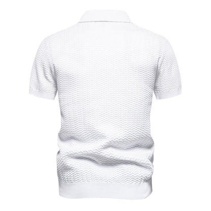 Men’s Striped Zip Polo Shirt