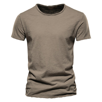 Solid Cotton Crew Neck T-Shirt