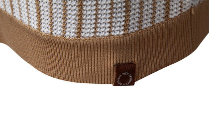 Colorblock Striped Knit Polo Shirt