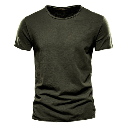 Solid Cotton Crew Neck T-Shirt