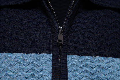 Men’s Striped Zip Polo Shirt