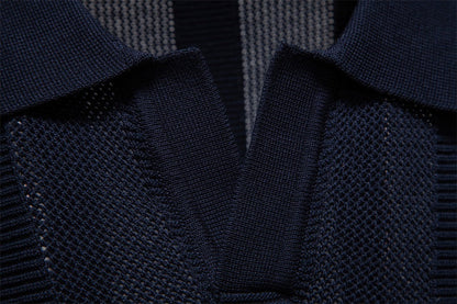Men’s Ribbed Knit Polo Shirt