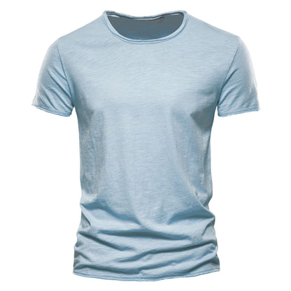 Solid Cotton Crew Neck T-Shirt