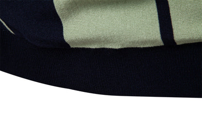 Casual Colorblock Striped Knit Polo Shirt