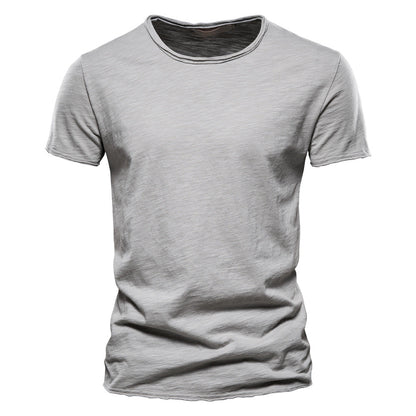 Solid Cotton Crew Neck T-Shirt