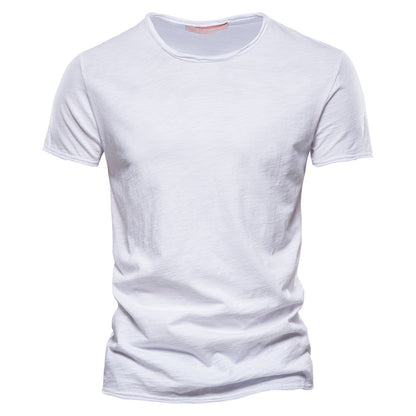Solid Cotton Crew Neck T-Shirt