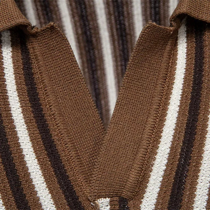 Men’s Striped Knit polo Shirt