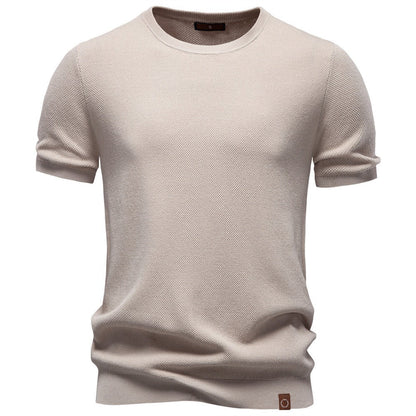 Textured Knit Crew Neck T-Shirt