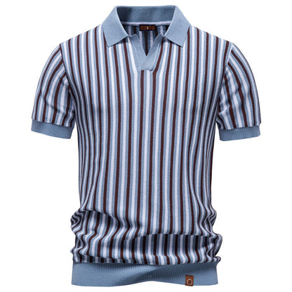 Men’s Striped Knit polo Shirt