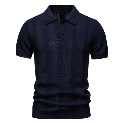 Men’s Ribbed Knit Polo Shirt