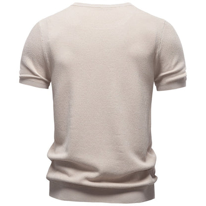 Textured Knit Crew Neck T-Shirt