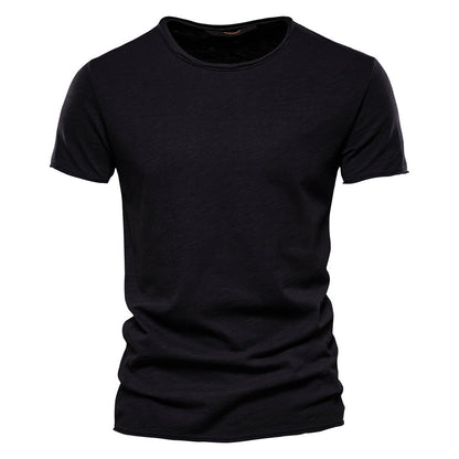 Solid Cotton Crew Neck T-Shirt