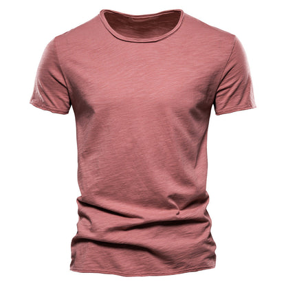 Solid Cotton Crew Neck T-Shirt