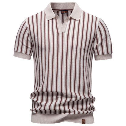 Men’s Striped Knit polo Shirt