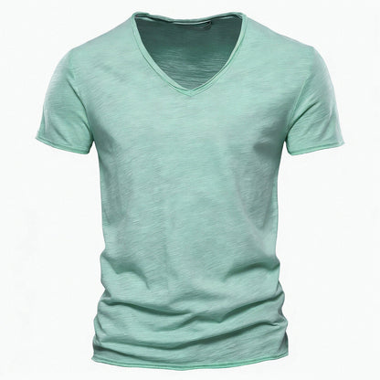 Men’s Solid Slub Cotton V-Neck T-Shirt