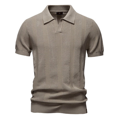 Men’s Ribbed Knit Polo Shirt