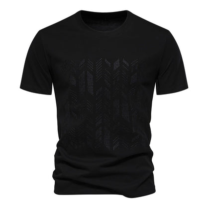 Textured Graphic Cotton Blend T-Shirt