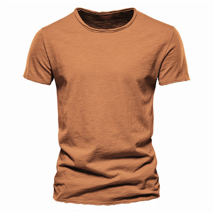 Solid Cotton Crew Neck T-Shirt