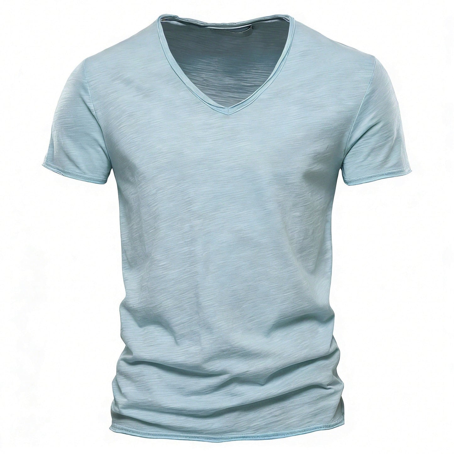 Men’s Solid Slub Cotton V-Neck T-Shirt