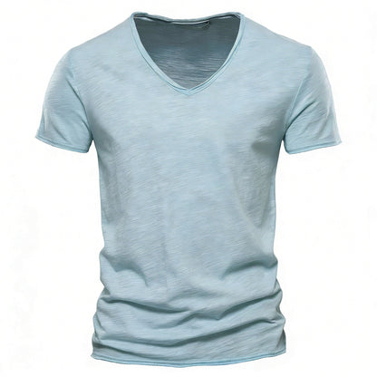 Men’s Solid Slub Cotton V-Neck T-Shirt