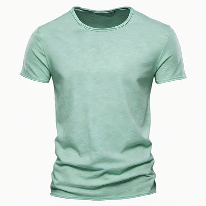 Solid Cotton Crew Neck T-Shirt
