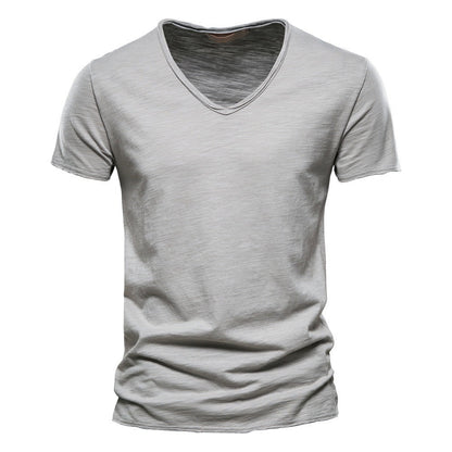Men’s Solid Slub Cotton V-Neck T-Shirt