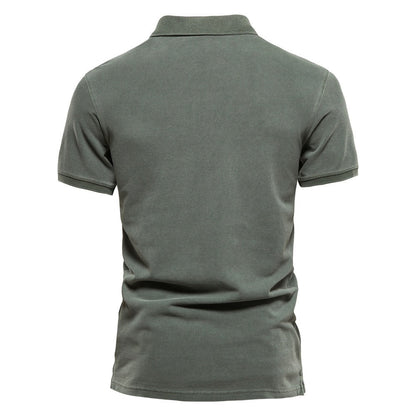 Retro Style Pigment Wash Polo Shirt