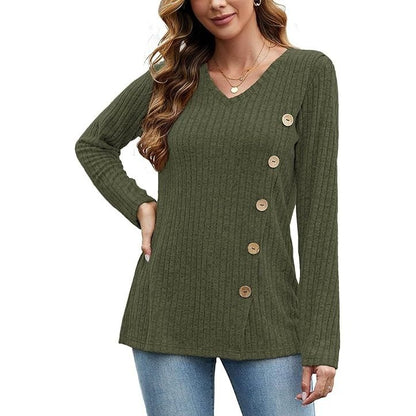 Women’s Casual V-Neck Long Sleeve Rayon-Blend Sweaters