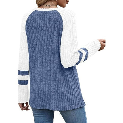 Women’s Color Block Crewneck Long Sleeve Tunic Sweater